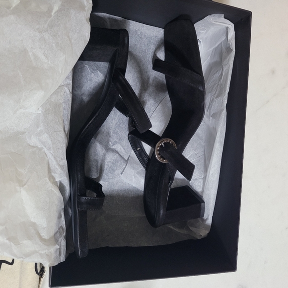 Freda Salvador Amalia Black Suede 2-Band Heeled Sandal. PLUS a Canvas Tote Bag - Picture 6 of 11